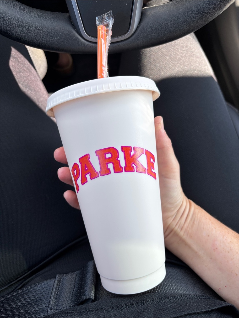 PARKE x DUNKIN Limited Edition Collab Tumbler Cup Latte Cream/Pink/Orange OS - Picture 4 of 7